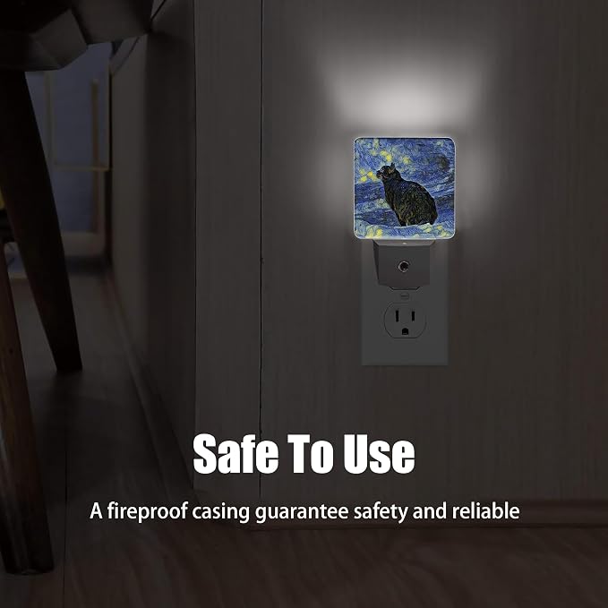 Black Cat Night Light, Dusk to Dawn Smart Sensor Nightlight for Bedroom Bathroom Kitchen Hallway Stairs Hallway, Plug-in, Energy Efficient Decor Desk Lamp Gifts