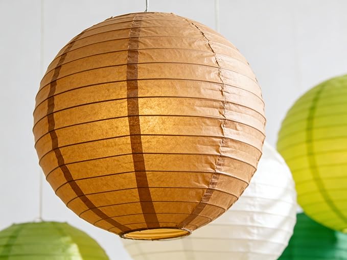 Earth-Tone Paper Lanterns Set (12 Pcs) - 6/8/10 Inch Hanging Lanterns for Jungle/Dinosaur/Rugby Parties, Birthdays & Home Decor（Teal, Coffee, Sage Green, Khaki, White）