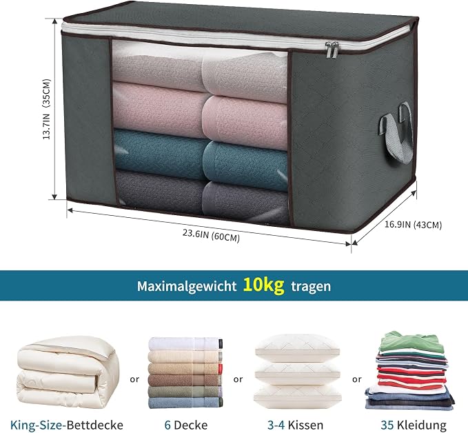 90L Large Storage Bags, 2 Pack Clothes Storage Bins Closet Organizers | Foldable Storage Containers, with Reinforced Handle, for Clothing, Blanket, Comforters, Bed Sheets, Pillows and Toys