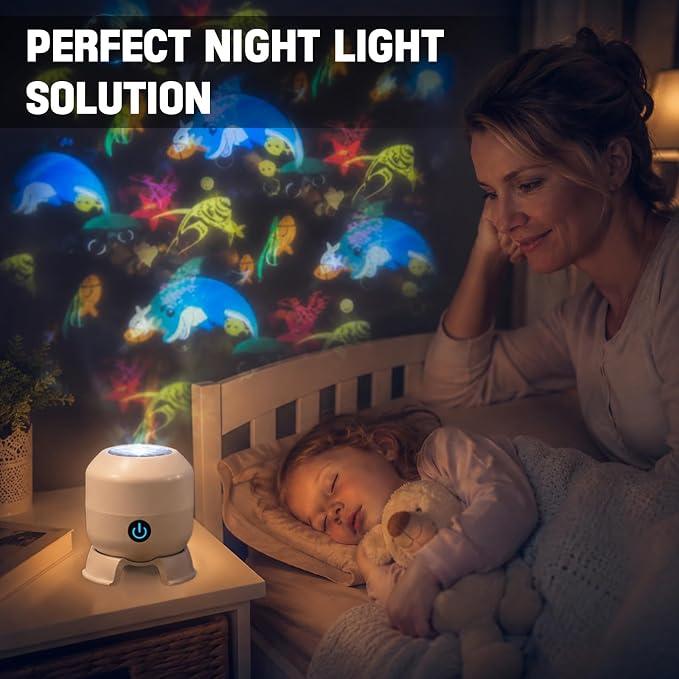 Dynamic Rotating Led Projector Light, 5d Holographic Night Light Projector,360° Ocean Wave Galaxy Night Light,USB Rechargeable, Adjustable Brightness,Plug & Play Dimmable for Bedroom & Home Theater