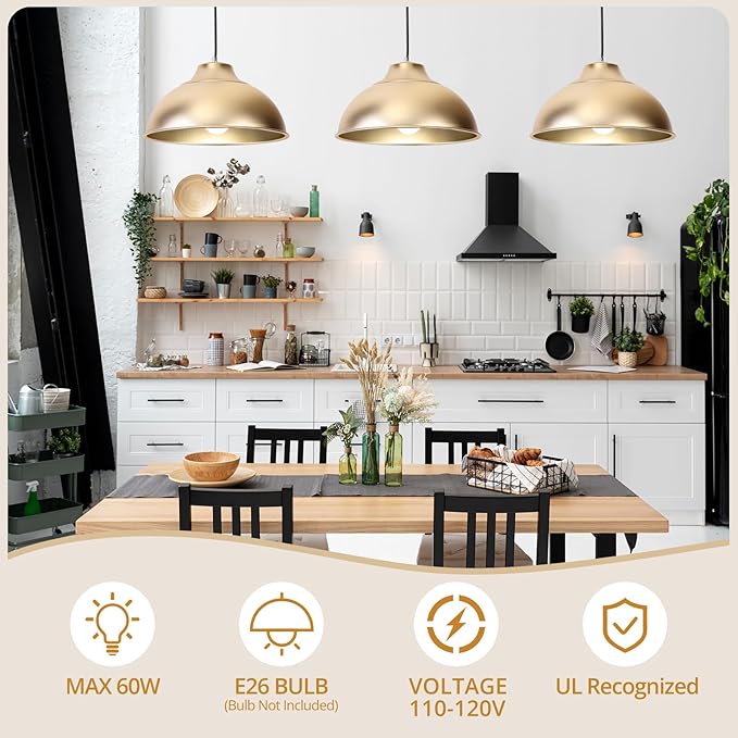 Gold Pendant Lights Kitchen Island,Hanging Pendant Light Fixtures,Kitchen Pendant Lighting Over Island