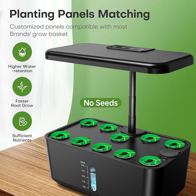 Indoor Garden Hydroponics Growing System: 10 Pods Kit with LED | Plant Germination Kit Herb Vegetable Growth Lamp Countertop, Hydroponic Planter Grower Harvest Lettuce for Healthy Home Cooks
