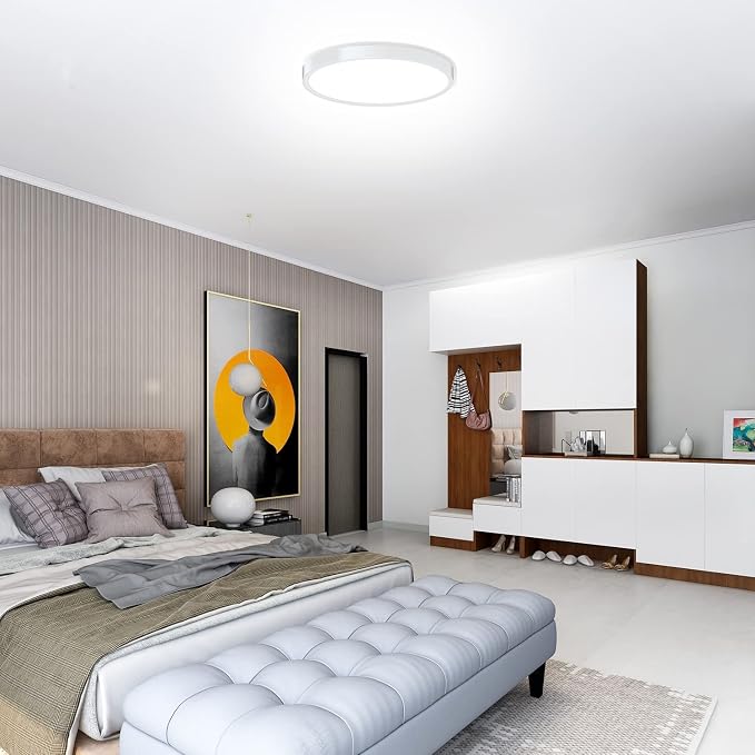 2 Pack LED Flush Mount Ceiling Light Fixture, 9inch Modern LED Ceiling Light 18W 5000K, Low Profile Slim Flat Surface Mount Ceiling Lights for Bedroom Kitchen Hallway Stairwell Basement Closet
