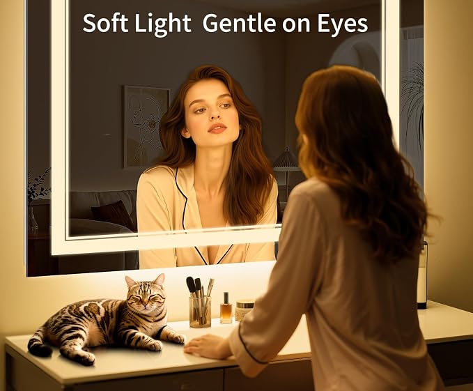48"x36" LED Bathroom Mirror with Lights,Anti-Fog,3 Color Modes