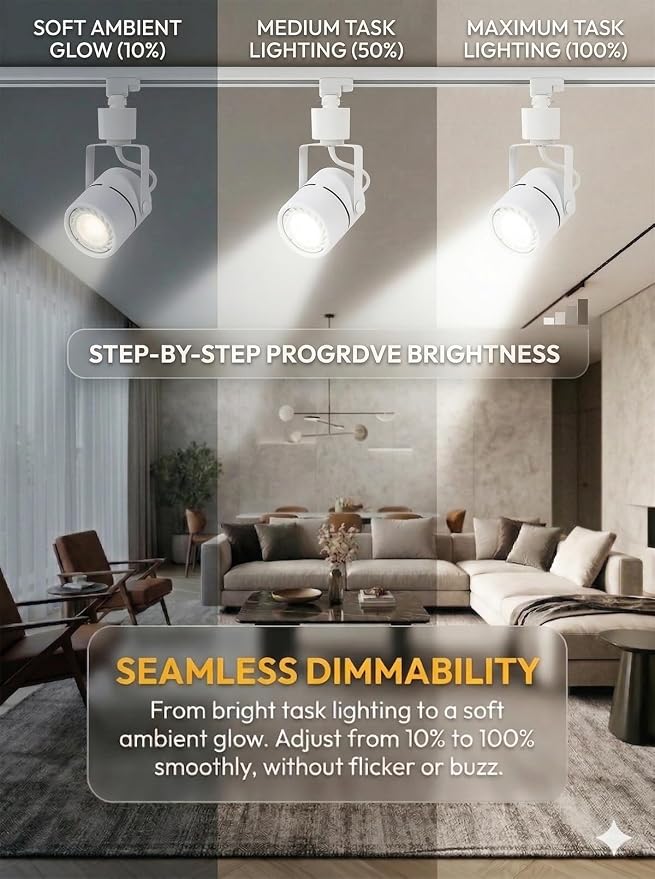 10W LED Track Lighting Heads - Adjustable H Type Track Lights for Retail & Artwork, Cool White 4000K, 1000lm, 120V, 24° Angle Halo Type, White, Pack of 20