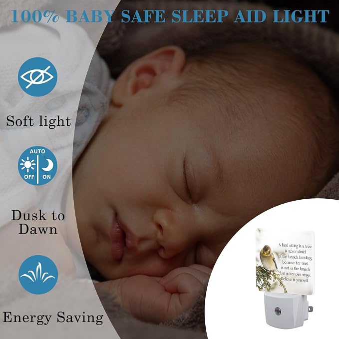 Plug in Night Lights Inspirational Quote on Life Nightlight Plug Into Wall Dusk to Dawn Sensor LED Night Light for Kid Girls Boys Women Room Decor,Hallway,Kitchen,Bathroom,Nursery,Stairs