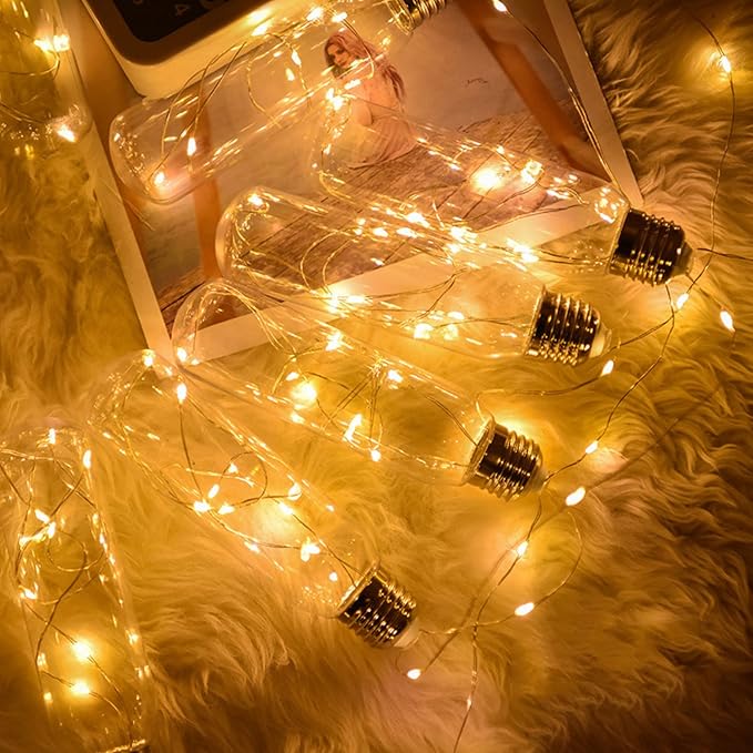 Minetom Fairy Lights Battery Operated, 5 Pack 7FT 20LED String Light Indoor | Fairy Lights with Timer, Silver Wire, Battery Powered Christmas Light for Bedroom Classroom Wedding Decorations, Warm White