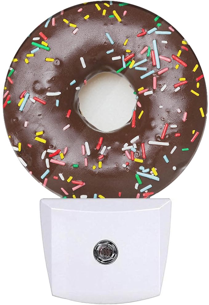 EKOBLA Donut Night Light, Chocolate Dessert Snack Night Lights Plug Into Wall for Kids, 0.5W for Stairway, Hallway and Bedroom