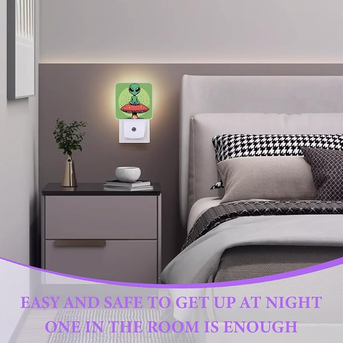 Alien Night Light,Mushroom Plug-in Night Lights with Dusk-to-Dawn Sensor for Bedroom,Bathroom and Living Room Sleep Friendly lamp 0.5w