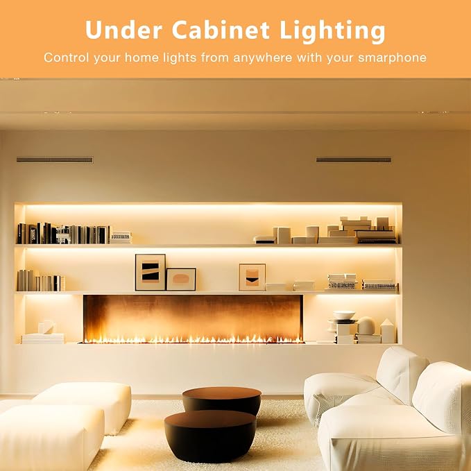 DAYBETTER Under Cabinet Lighting Kit,10 PCS White LED Strip Lights with APP | Dimmable,2700K-6500K Dual-Color Warm White,Timing,24V Adapter,Under Cabinet LED Lights for Bedroom,Kitchen,Counter,16.4ft