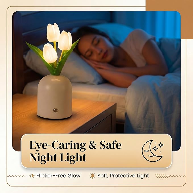Birthday Gifts for Women/Mom Table Lamp, 3 Color Crystal Flower Bedside Lamps Infinitely Dimming with USB Charge Small Night Light,Nightstand Touch Lamp for Bedroom (S-White)