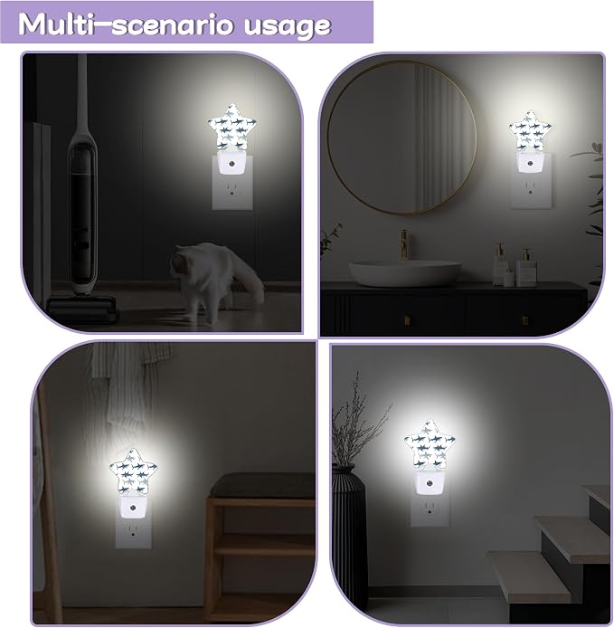 Nightlight,Cute Shark Decorative Night Lights Plug Into Wall,Wild Fish Night Light with Auto Sensor for Bedroom,Nursery,Hallway,Stairway,Gifts