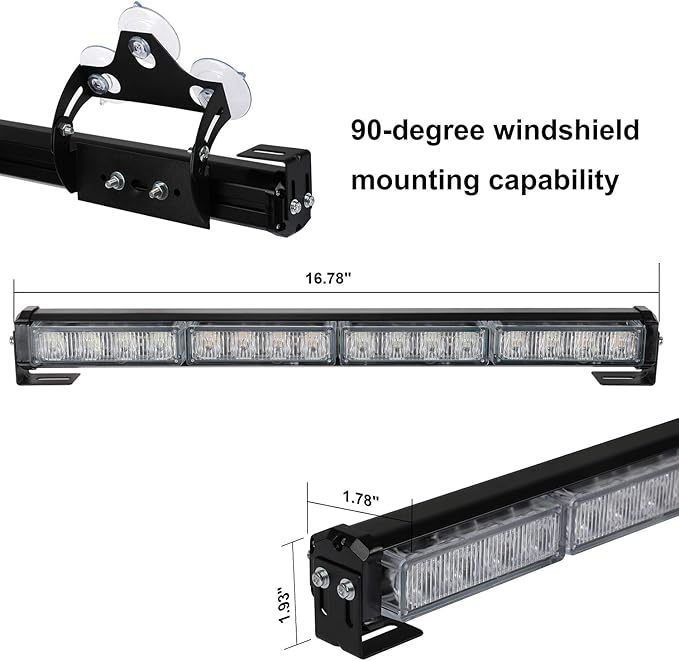 ASPL 2x16.8 inch Emergency Flashing LED Traffic Advisor Strobe Light Bar 32LED 26 Flash Patterns Interior Safety Warning Lights (Blue)