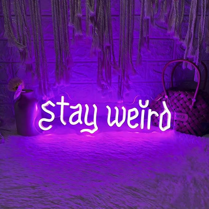 Stay Weird Neon Sign Purple Neon Signs for Wall Decor Neon Light Sign with USB Neon Lights LED Neon Sign for Bedroom Living Room Study Room LED Signs for Wall Decor Birthday