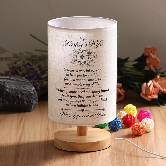WSYEAR Pastor's Wife Appreciation Gifts, Pastors Day Gifts for Pastor's Wife, Clergy Appreciation Gifts for Pastor Wife, Table Lamp with Appreciation Words