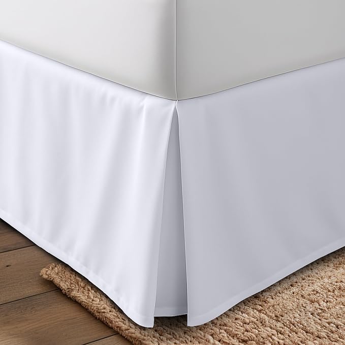 Utopia Bedding Twin Bed Skirt - 20 Pack - Soft Quadruple Pleated Ruffle - Easy Fit with 15 Inch Tailored Drop - Hotel & B&B Quality, Shrinkage and Fade Resistant (Twin, White)