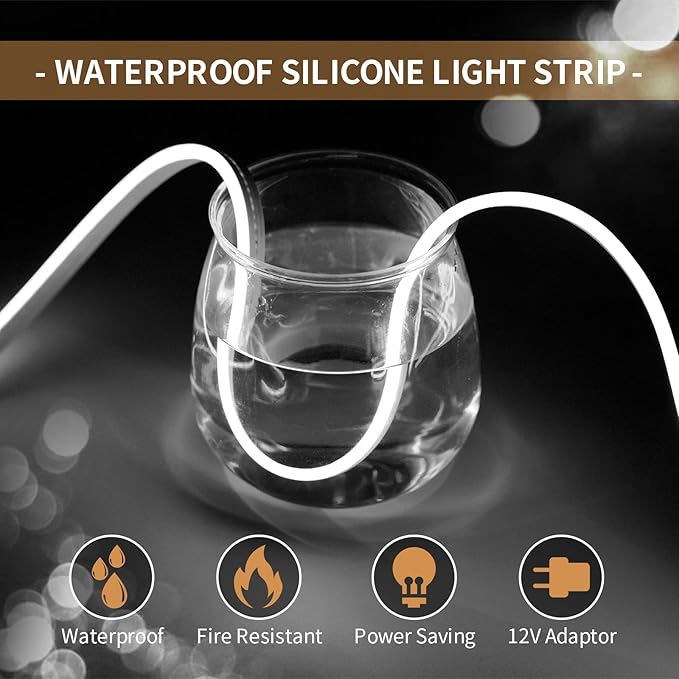 32.8FT/2PCS/10M/White Neon Light Strip - Flexible and Waterproof LED Rope Light with Installation Accessories for Indoor & Outdoor Decoration【Adapter Not Included】 OWO