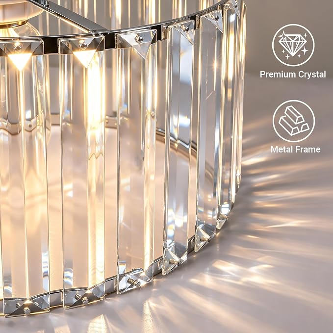 Lxybcce Chrome Kitchen Pendant Lights Over Island with Adjustable Rods - Crystal Pendant Lighting Fixtures 3 Pack, Ideal Over Dining Table or Bar, E26 Bulb Compatible, No Electrician Needed