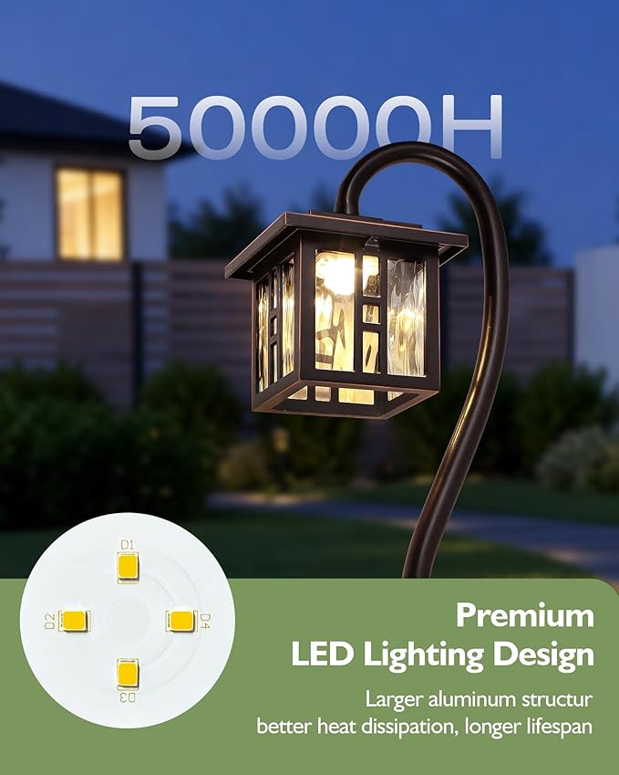 LITFIT Low Voltage Landscape Lighting Lanterns, 3W 185lm Oil-Rubbed Bronze Outdoor Pathway Lights for Garden, Die-Cast Aluminum, Waterproof, Outside Lights for House, 50,000H Integrated LED, 4Pack
