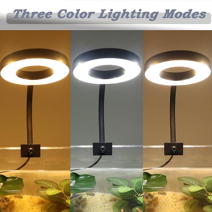 Upgraded Aquarium Light with Timer Clip On Fish Tank LED Light Small USB Light Dimmer Multi-Color White+Warm Yellow+Yellow 1 to 5 Gal (Adapter NOT Included)
