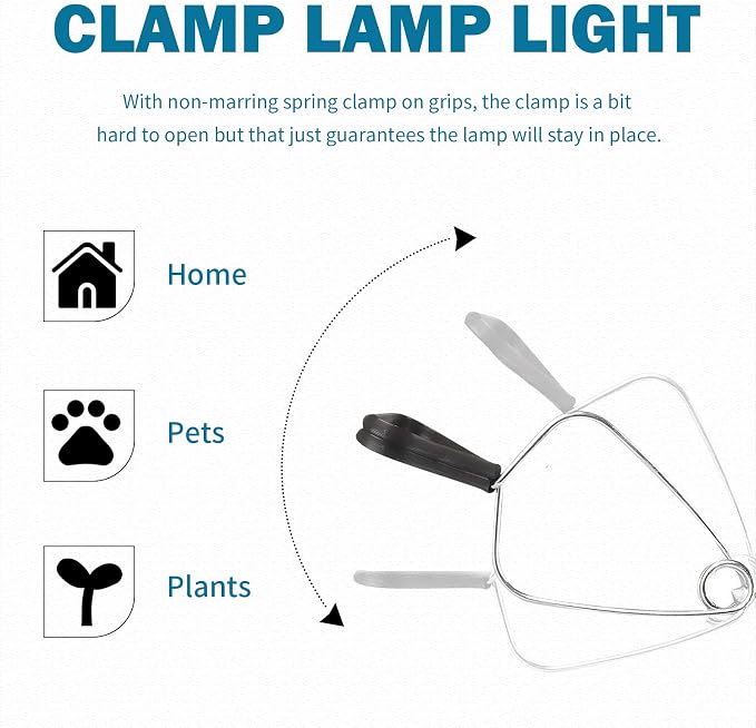 EP Clamp Lamp Light with Detachable 8.5 Inch Aluminum Reflector, 150 Watt E26 Socket (No Bulb Included), 6 Foot 18/2 SPT-2 Cord Cord, 2 Pack