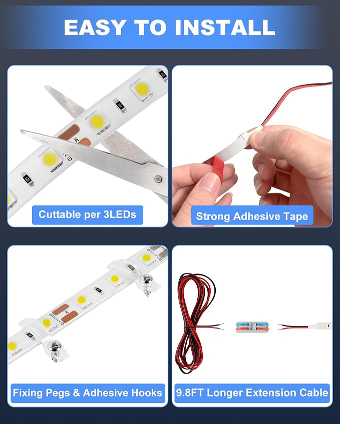 IP65 RV Awning LED Light Strip 12V 20FT for Exterior RV Capony Camper | Camper Lights for Motorhome Travel Trailer Concession Stands Food Trucks, Waterproof RV Exterior Underglow, Daylight White