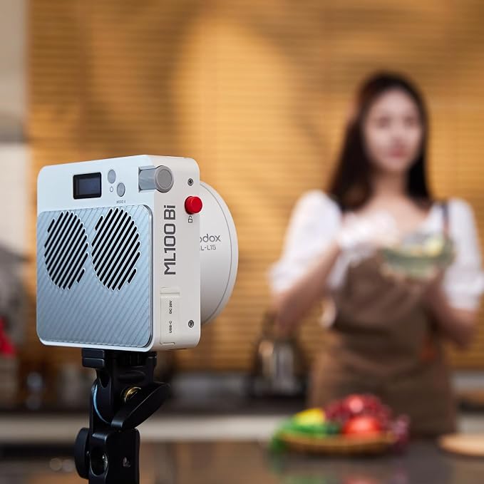 Godox ML100Bi Bi-Color LED Video Light, 120W 34300Lux@1M CRI 97+ TLCI 98+ 2800K-6500K, 11 FX Effects Photography Light, Portable LED Continuous Light