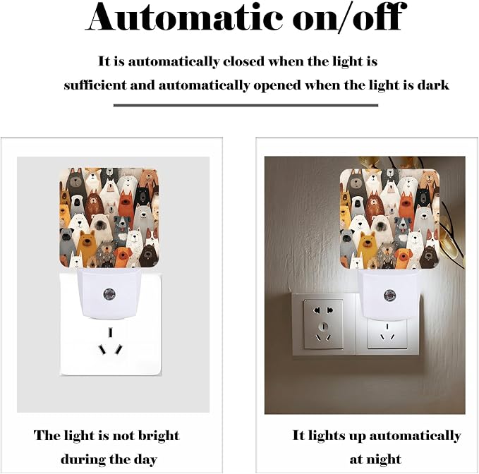 Cute Dog Night Light,Smile Puppy Plug Into Wall Decor for Stairway,Hallway,Kitchen,Dusk to Dawn Sensor Nightlights for Boys/Girls/Women/Men Room Gifts