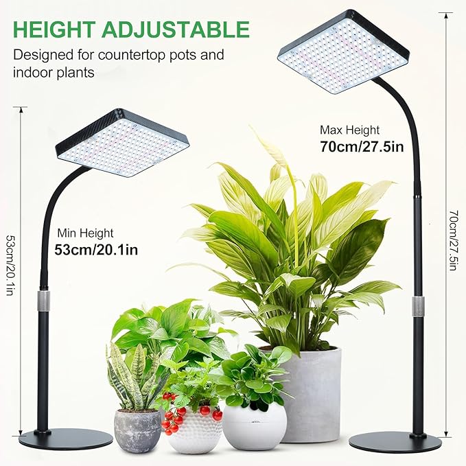 2026 Tabletop Grow Lights for Indoor Plants, Seed Starting, Bonsai, 4/8/12/16/20H Timer, 25 Watt Power Draw, Bright Enough Like A Small Sun, Daisy Chain Function, 16"-24" Height Adjustable