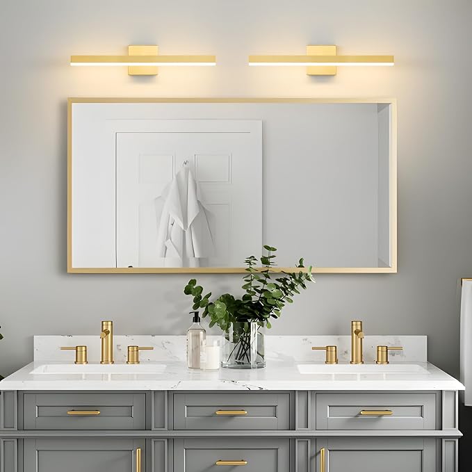 Gold Bathroom Vanity Light Fixture 23.6'' 20W Dimmable 5CCT LED Hardwired | Bathroom Light Fixture Over Mirror, Bathroom Wall Sconce, Rust-resistant, ETL Certificated, 2700K/3000K/3500K/4000K/5000K