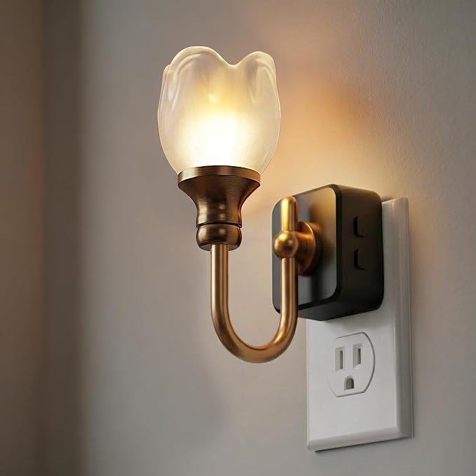 L LOHAS LED Night Lights Plug into Wall | RGB Floral Night Lights with Dusk to Dawn Sensor, 0-100lm Adjustable Brightness, for Hallway Bedroom Stairway
