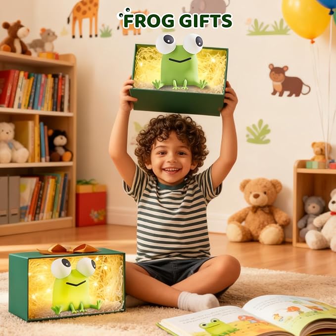 Frog Bedside Touch Night Light with Timer Dimmable 3 Brightness 7 Colors Small Cordless Table Lamp Warm Sleep Aid USB Rechargeable Portable Night Lamp for Nightstand Bedroom Living Room Home