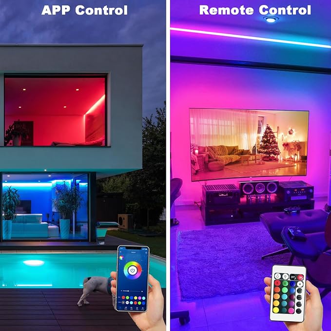 dalattin Led Lights for Bedroom 400ft, 24V Led Strip Lighting with IR Remote/Bluetooth App Control, Music Sync RGB Color Changing via App, for Room Party Festival Decor(4 Rolls of 100ft)