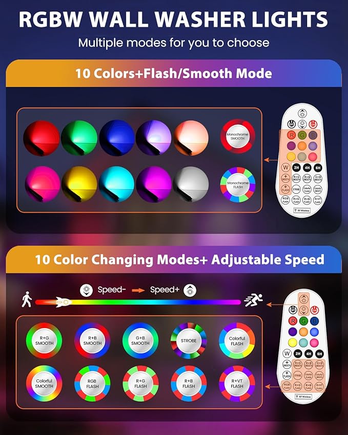 MEIKEE 25W RGB Wall Wash Lights, RGBW Color Changing Washer Strip Lights Outdoor, IP66 Waterproof LED Stage Light Bar for Christmas Halloween Party Landscape (4 Pack)