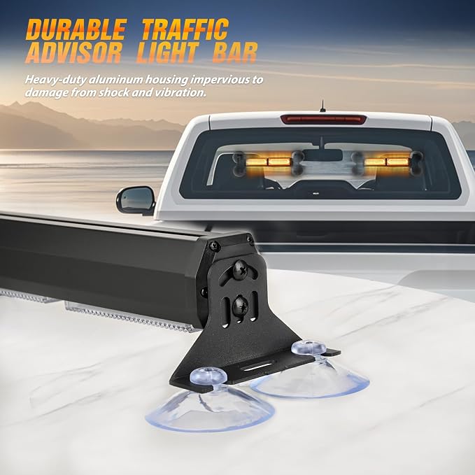 Nilight 40LED Amber Emergency Strobe Traffic Advisor Light Bar with Suction Cups Dash Safety Warning Hazard Flashing Lights Interior Front/Rear Windshield for Trucks Construction Vehicles | with Suction Cups Dash Safety Warning Hazard Flashing Lights I...