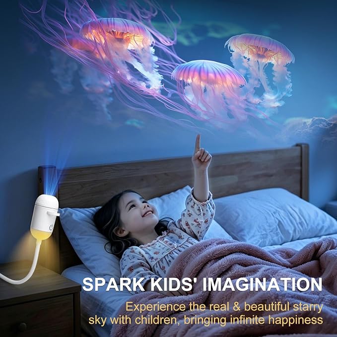 Galaxy Projector Night Light, 2-in-1 USB Star Lamp Kids Gift for Bedroom | Adjustable Brightness, Car & Room Wall Ceiling Decor - 24 Films