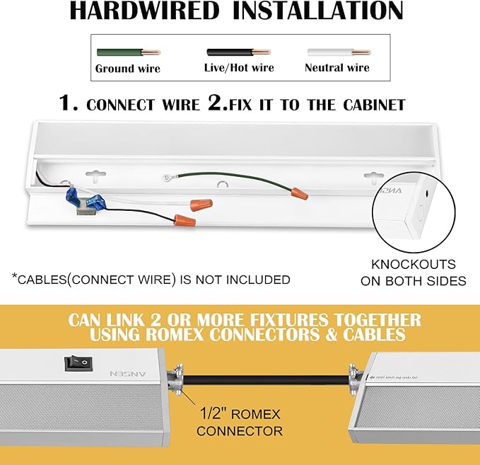 18inch 15w 998.4lm Hardwired Under Cabinet Lights, 5CCT 2700K-5000K, CRI 92+, R9 90+, UGR Lower Than 16, LED Dimmable Under Counter Lighting for Kitchen