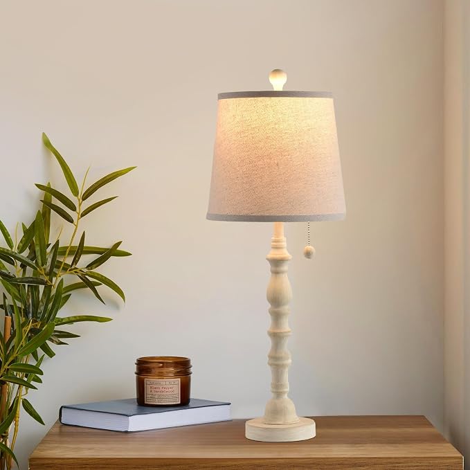 Terpsichore Modern Farmhouse Table Lamp Bedside Reading Lamps Living Room End Tables Set Lamps for Night Stands Bedroom Night Lamp,High 26.26 Inch,Sepia,with Fabric Lamp Shade,Bulb Not Included