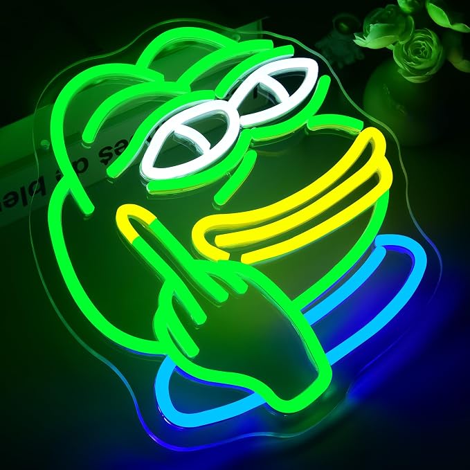 Frog Neon Sign for Wall Decor Funny LED Light for Man Cave | Dimmable frog neon light, bedroom, bar dorm decor, birthday gifts for man kids, size 11.6*11.2 in