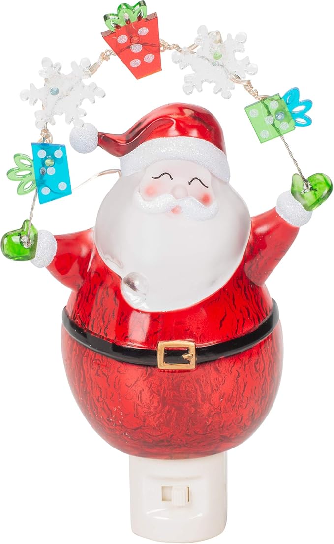 Night Light Santa and Garland 7.75" LED Christmas Light Decor