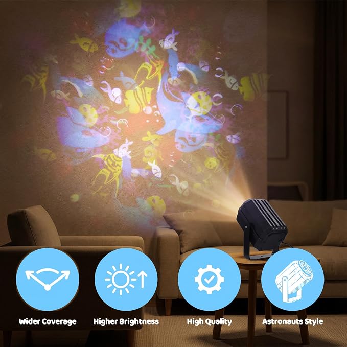 Underwater World Projector, 270° Adjustable Night Light Projects 16 Automatic Rotation Marine Animal Patterns, Bedroom Decor for Kids, Ideal Birthday Gift for Boys and Girls