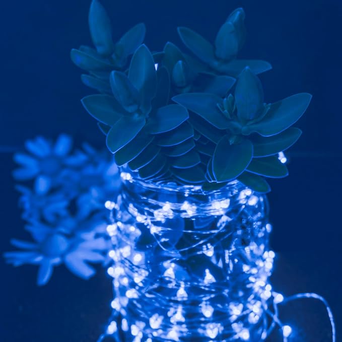 4 Pack Blue Fairy Lights Battery Operated with Remote, Waterproof 20FT 60LED Cuttable Twinkle Lights with Timer Indoor Outdoor, String Light for Bedroom, Classroom, Wedding, DIY, Christmas Décor