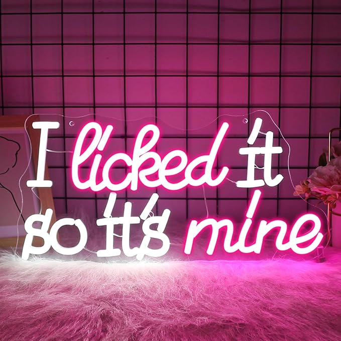 Neon Sign, JGHTURIE So It's Mine Neon Signs for Wall Decor Pink White Led Light up Signs for Bar Party Bedroom Home Decor, USB Powered