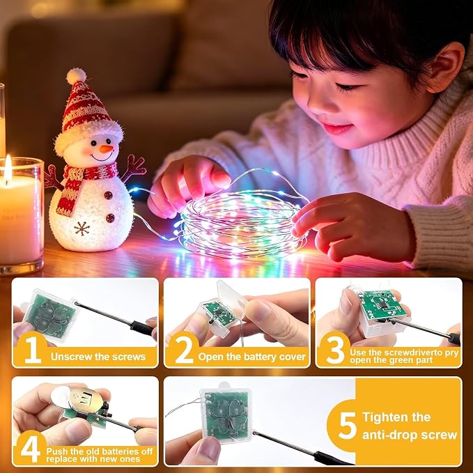 12 Pack Multicolor Fairy Lights, Mini String Lights with Remote and Timer | 8 Lighting Modes Timing Function Battery Operated 7 FT 20 LED Waterproof,Halloween Christmas Tree Parties Decor