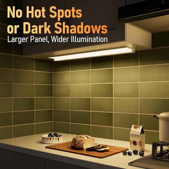 TORCHSTAR 2-Pack Ultra-Slim LED Under Cabinet Lighting Fits 18" Cabinets | 5CCT, Hardwired & Plug-in, 12W 900LM, 120V CRI90 Linkable Dimmable Thin Under Counter Lights for Kitchen, ETL T24, White
