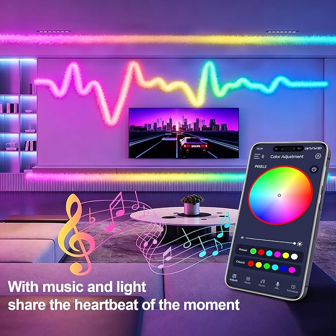 ZSLAIFU 19.7FT Plush USB Neon Rope Lights, 360° Luminous RGB+IC USB LED Light Strip with Remote and APP Control, Music Sync LED Lights for Bedroom Gaming Party Decor