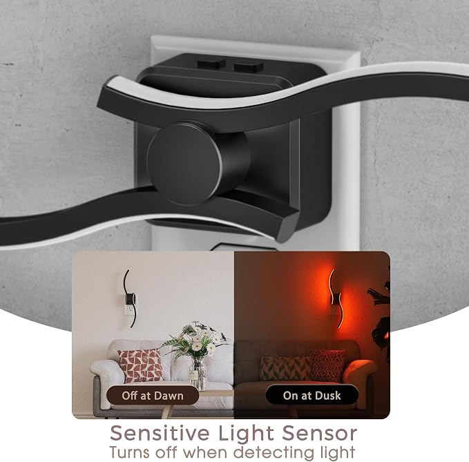 Night Lights Plug into Wall,3000K+8 Color Changing Dimmable LED | Night Light 1W 180° Rotating Wall Sconce Dusk to Dawn Sensor Plug in Nightlight for Bathroom Bedroom Hallway Kitchen