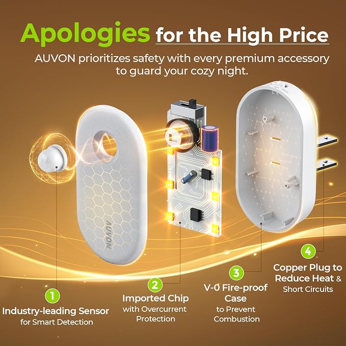 AUVON High Lumen (1-120lm) LED Night Light, Motion & Light Sensor, 4 Packs | Plug-in Nightlight, Dimmable Brightness for Bedroom, Bathroom, Hallway, Kitchen, Basement, Storage Room, Living Room