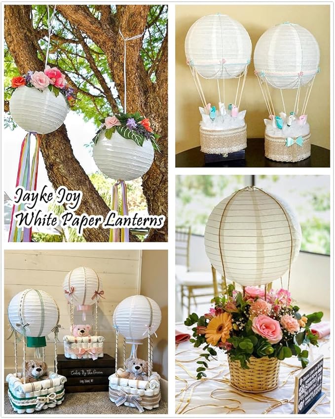 15pcs White Paper Lanterns Hanging Ball Lanterns for Birthday Wedding Bridal Baby Shower Art Class Home Outdoor Indoor Party Decoration (6 inch)