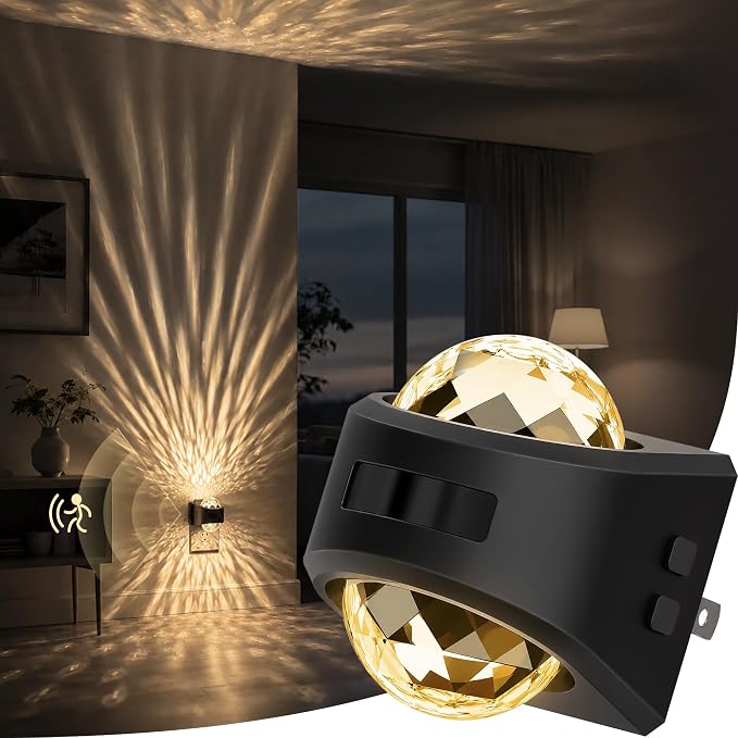 Motion Sensor Night Light Projector Dimmable Warm White Rotatable | night lights plug into wall dimming, dusk to dawn & motion sensor, 180°rotatable, 3000K bedroom hallway bathroom home decor